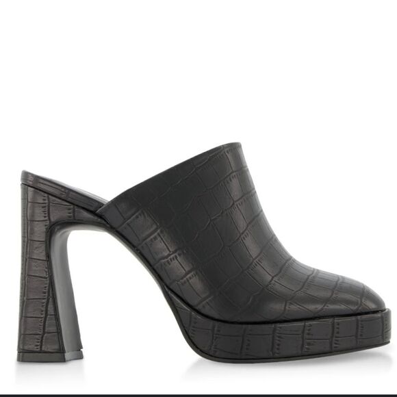 BRAND NEW ROUGE HELUIM SQUARE TOE HIGH HEEL CROC SKIN PRINT FAUX SLIM  MULE R3 - Picture 4 of 16